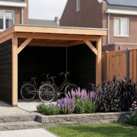 Met 2x zwarte zij- en achterwand