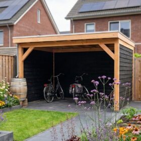 Met 2x zwarte zij- en achterwand