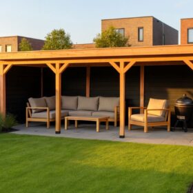 Met zwarte zij- en 3x achterwand